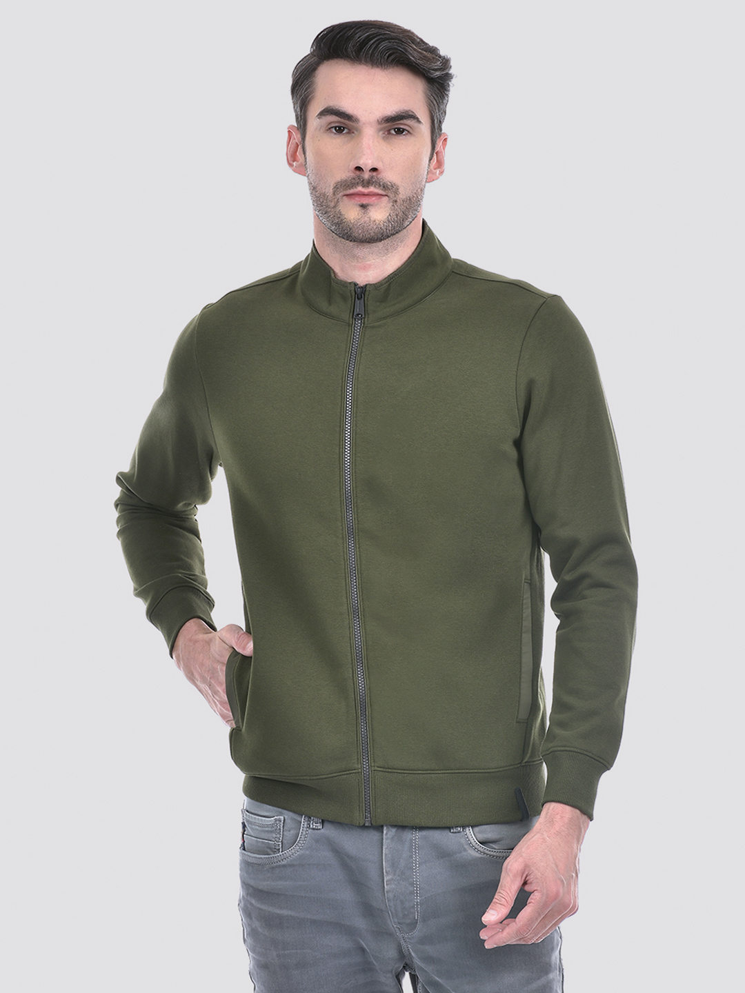 Numero Uno Men Solid Green Sweat Shirt
